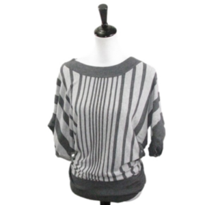 Guess Gray Striped Short Sleeve Knit Top Size Small